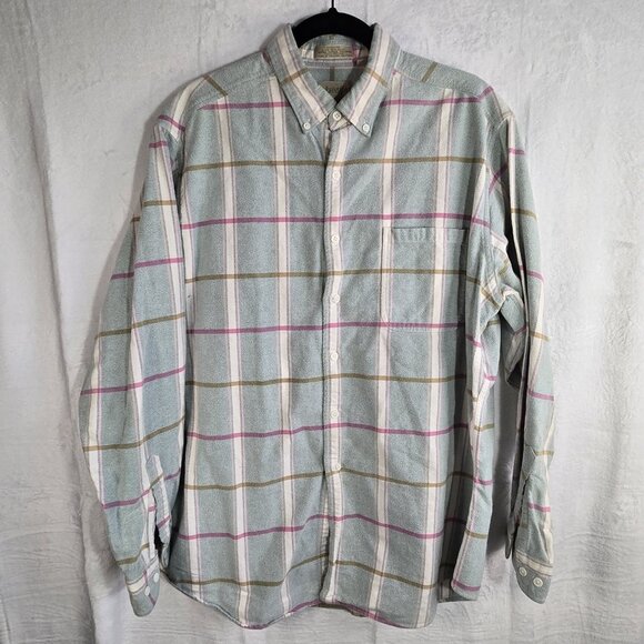 St. Johns Bay Men's Button Up Shirt Classic Fit Plaid Blue Reg Large RN#11935 - Picture 1 of 8
